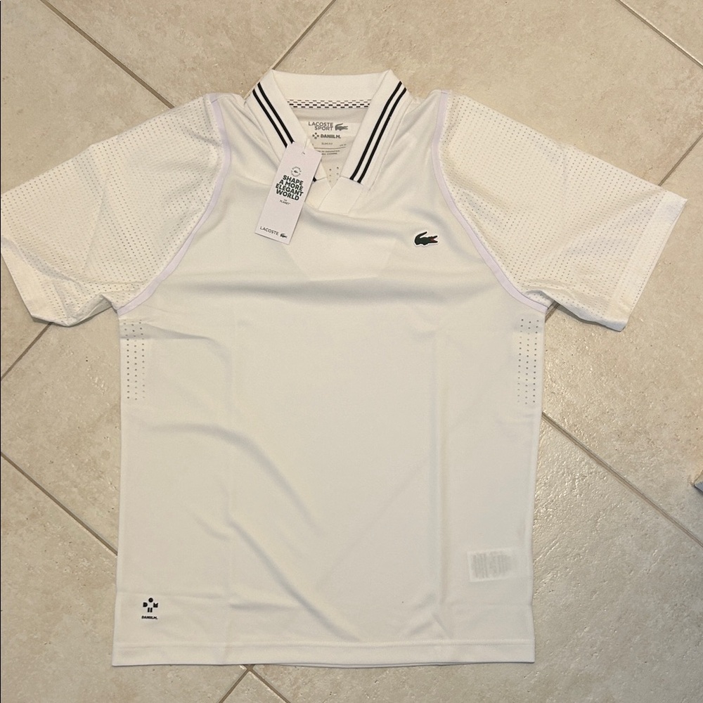 Lacoste Men's White Polo with Black Accents